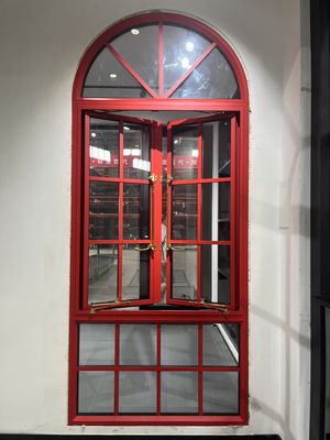 European Style French Design Arch Top Casement Window Retro Luxury Tempered Glass With Aluminum Framed For Church Windows