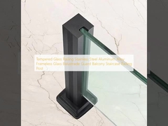 درابزين زجاج مقسى من الفولاذ المقاوم للصدأ وسبائك الألومنيوم، درابزين زجاجي بدون إطار، حاجز شرفة، عمود درابزين السلالم